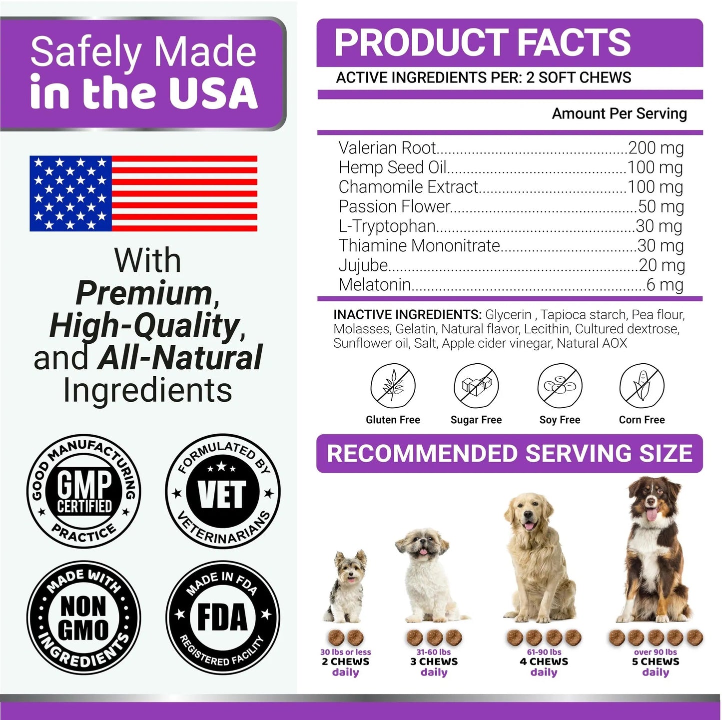 Melatonin Calming Chews for Dogs - 170 Stress Relief Treats Anxiety Relief for Separation, Thunderstorms & Travel Natural Calming Aid - Delicious Soft Chews for Canine Anxiety