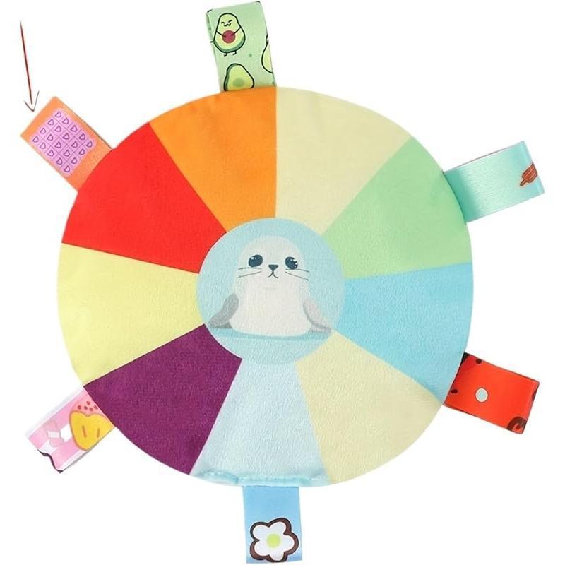 Plush Pet Dog Flying Discs Chew Toys Interactive Tug Of War Dog Toys with Bells Inside Turntable Pattern Washable Bite Resistant Pet Toys for Dogs