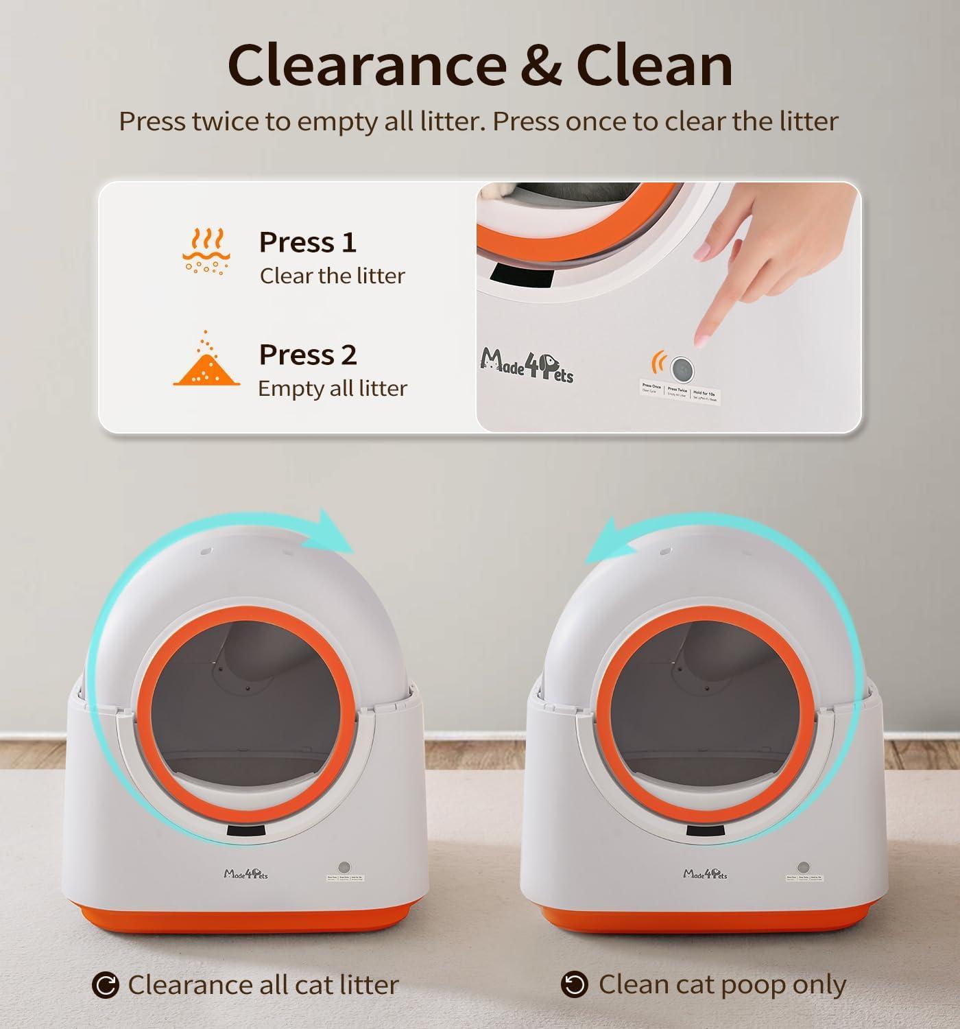 60L Automatic Cat Litter Box Smart App Control Deodorizing Infrared Sensor for Multiple Cats