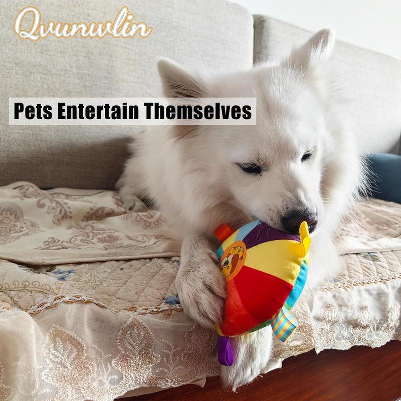 Plush Pet Dog Flying Discs Chew Toys Interactive Tug Of War Dog Toys with Bells Inside Turntable Pattern Washable Bite Resistant Pet Toys for Dogs