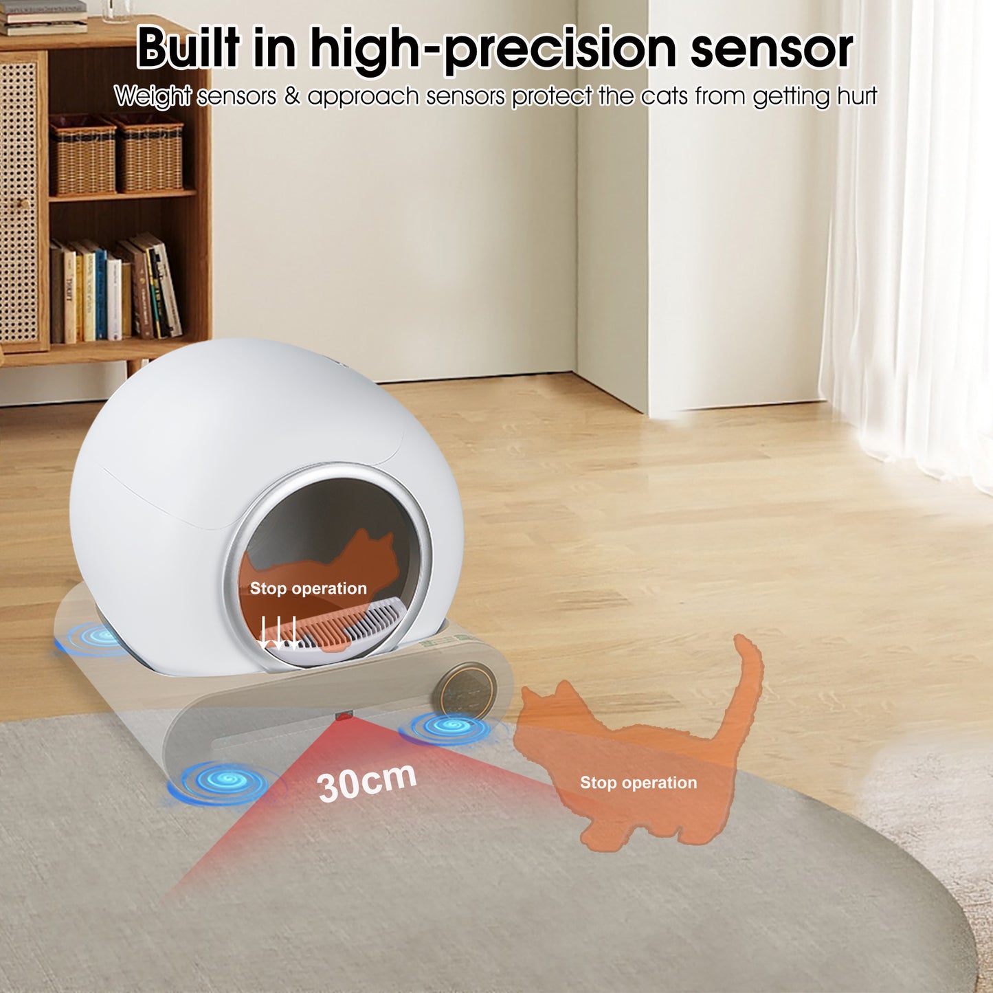 Self-cleaning Litter Box Automatic Scooping Deodorization App Control 2.4G WiFi Intelligent Litter Box with Padding