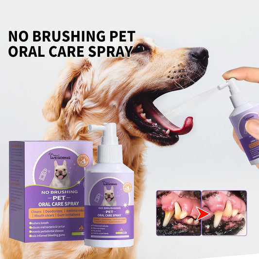Yegebang Pet Teeth Cleaning Spray for Cats & Dogs - Oral Deodorizer for Fresh Breath