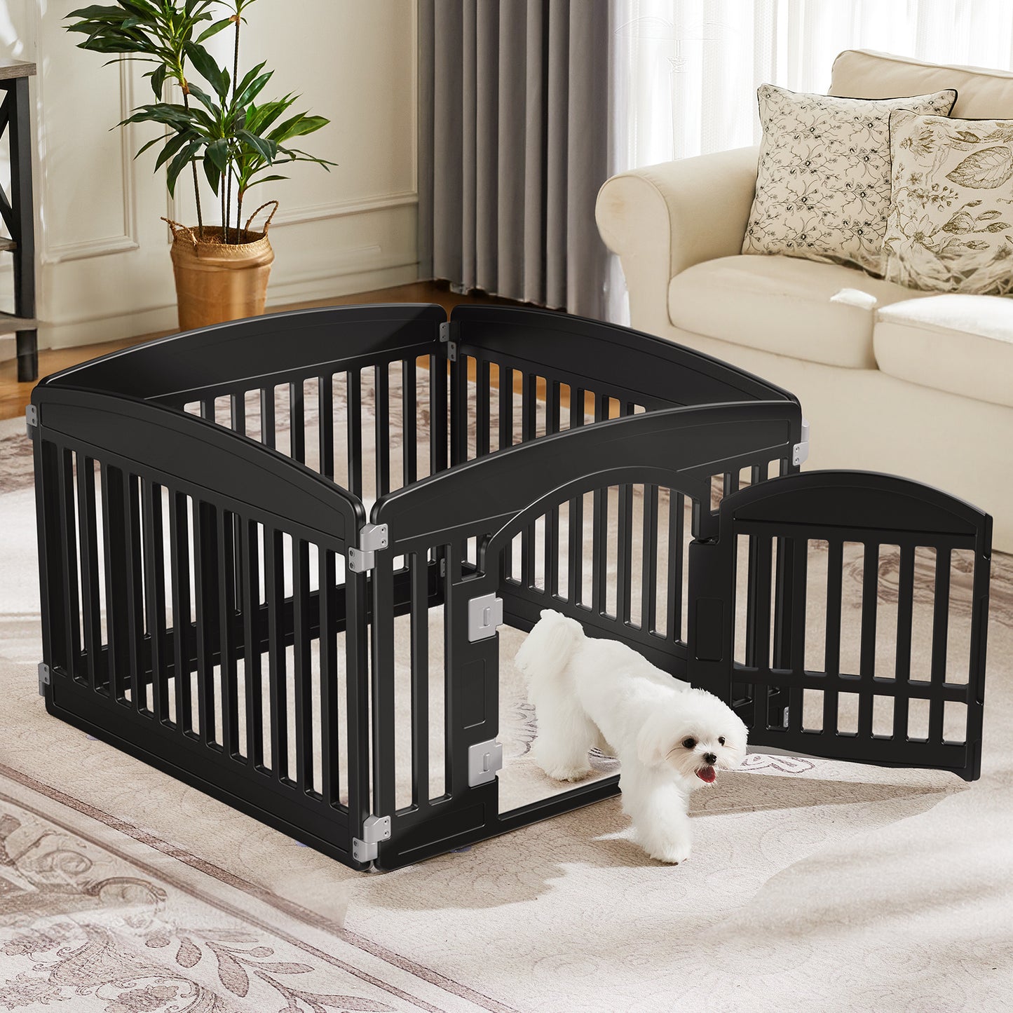 Premium Safe Dog Playpen Fence - Reliable Pet Enclosure for Indoor Outdoor Use | Durable Dog Game Fence with Anti-Tip Design | Ideal for Puppy Training and Pet Exercise