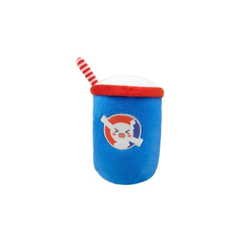 4 in 1 Fast Food Bucket Dog Toy Set Squeaky Plush Bucket Fries Soda Burger Interactive Chew Toys for Dogs Puppies Pet Teething Play Set