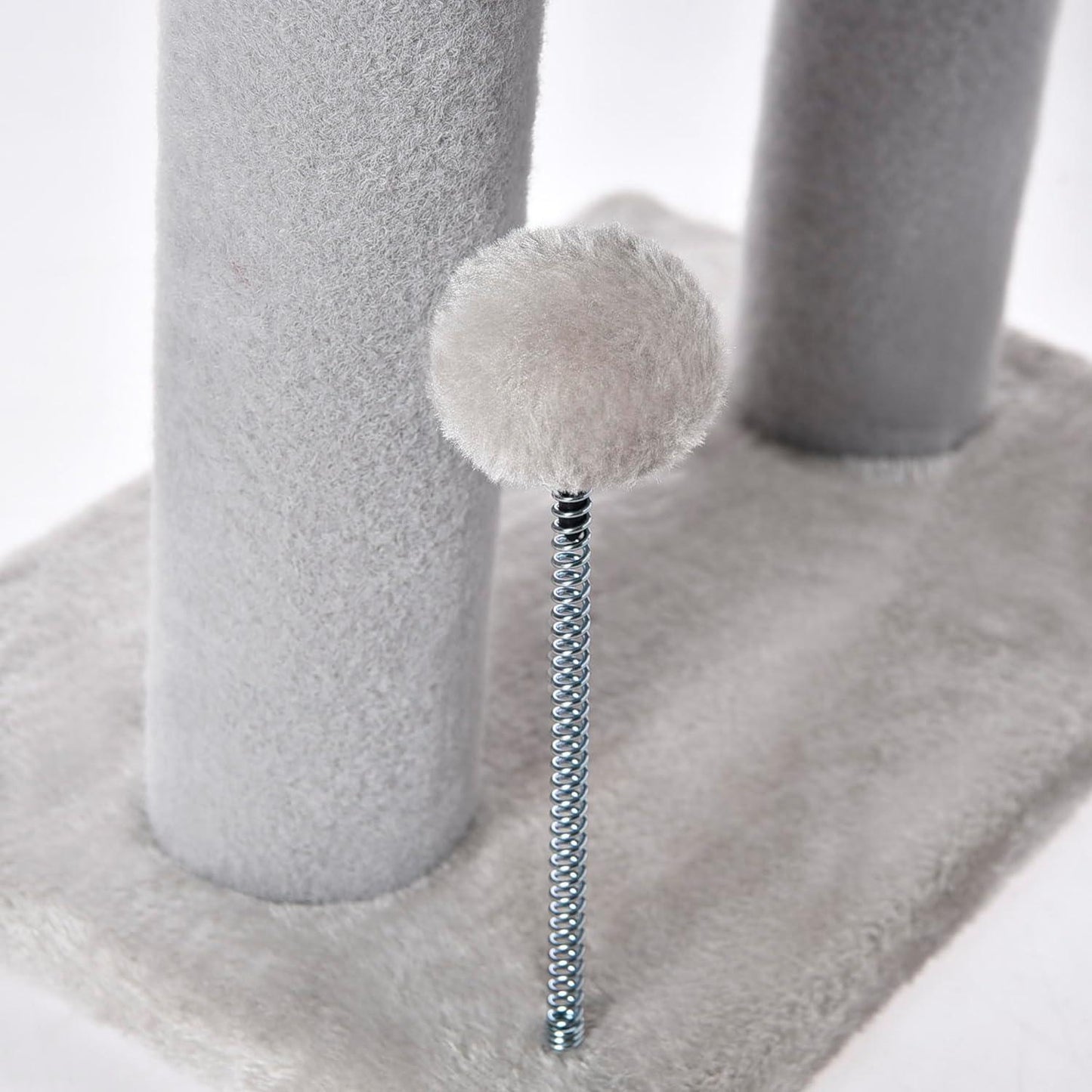 Premium Gray Indoor Cat Tree - 20.5in with Hanging Ball | Tunnel Bed, Scratching Post & Cat Tower