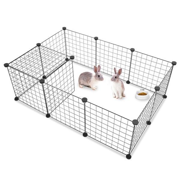 12 Pieces Iron Mesh Small Animal Playpen Portable Metal Wire Fence for Guinea Pigs Rabbits Hedgehogs Hamsters Indoor Outdoor Pet Enclosure Easy Assembly Stron