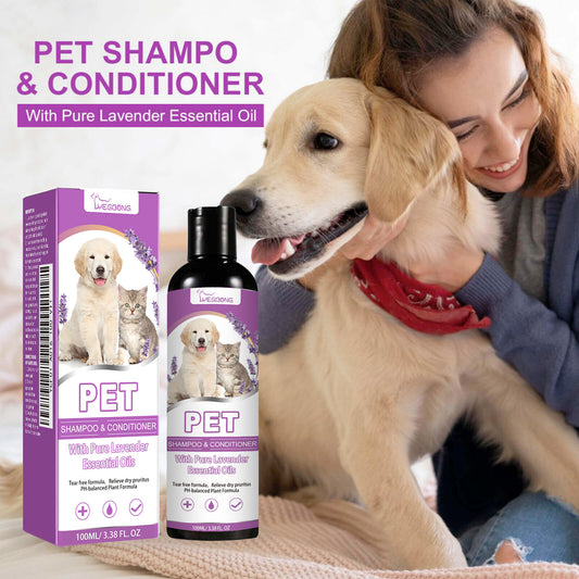 Premium Lavender Oil Pet Shampoo - Mild Plant Formula for Skin pH Balance | Flea Repellent & Deep Cleansing | Fresh Scent for Happy Pets