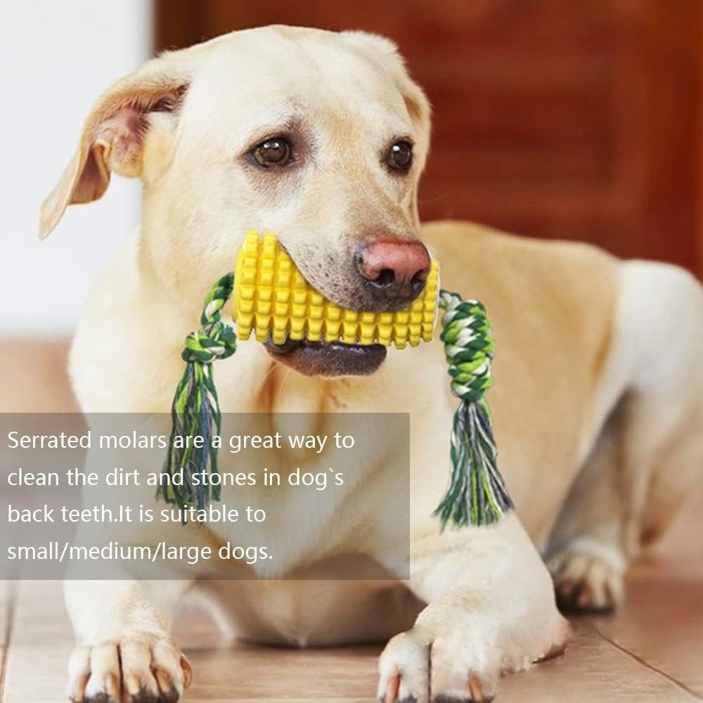 Durable Squeaky Dog Chew Toys for Aggressive Chewers Interactive Corn Cob Toys Small Medium Large Dogs Puppies Teething Chew Toys Strong Chewing Dog Toys
