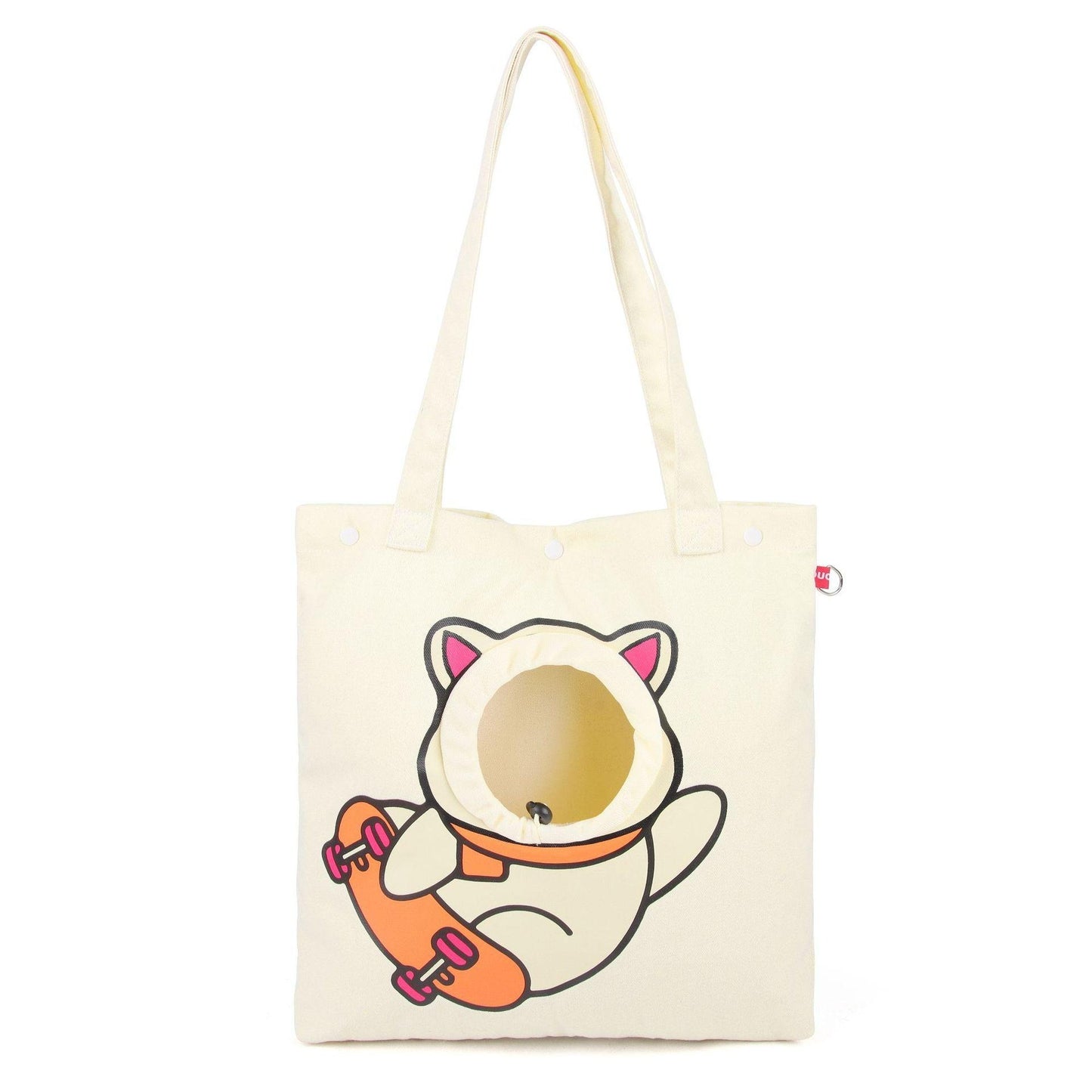 Cute Animal Shaped Pet Canvas Shoulder Bag Portable Cat Carrier Tote Chest Bag with Head Exposure Design Outdoor Travel Pet Carrier for Cats Dogs Pet Supplies