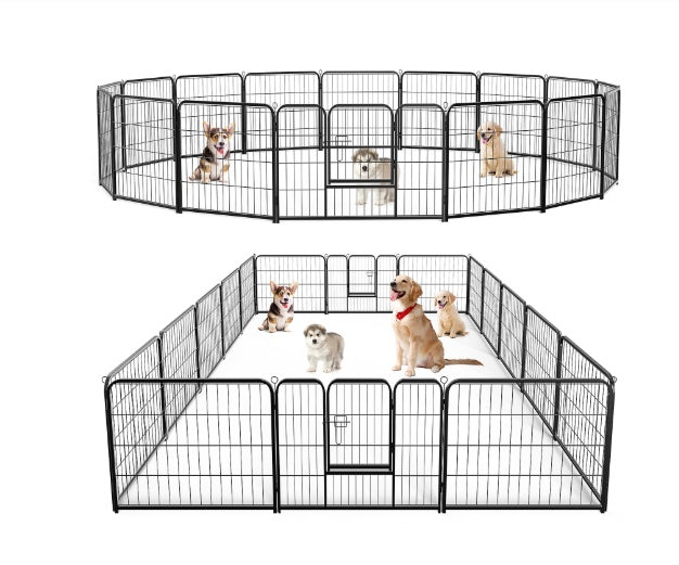 Dog Playpen Indoor Fence Pet Play Yard Game Fence Foldable Portable Dog Enclosure for Puppy Training Exercise Playpen with Gate Sturdy Metal Pet Fence Indoor Outdoor Pet Supplies