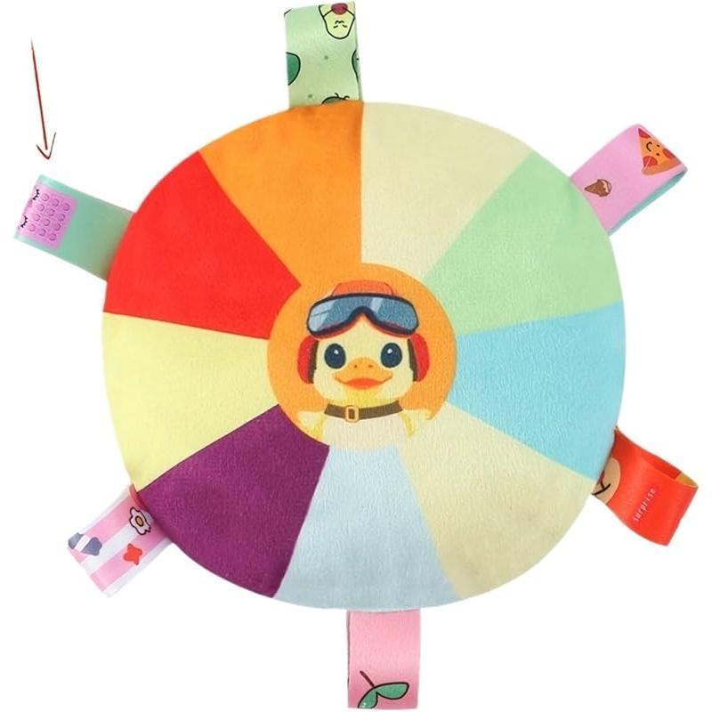 Plush Pet Dog Flying Discs Chew Toys Interactive Tug Of War Dog Toys with Bells Inside Turntable Pattern Washable Bite Resistant Pet Toys for Dogs