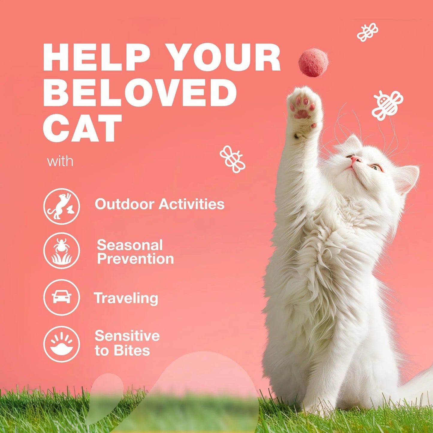Flea & Tick Treatment for Cats - Daily Oral Soft Chews Natural Chicken Flavor Flea Tick Chews for All Breeds & Ages Safe Kitten Flea Treatment - Soft Treats for Daily Use