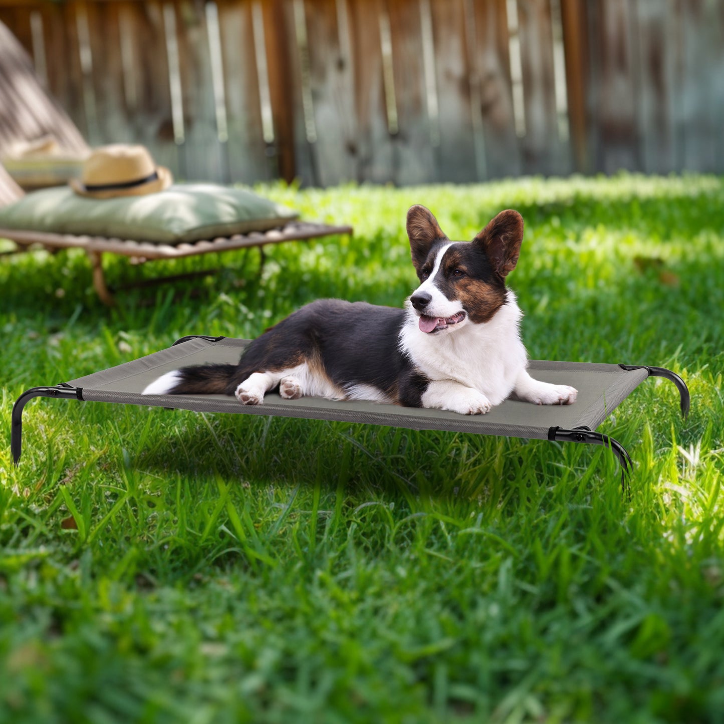 Elevated Dog Bed - 8in Height, Cool Airflow Design, 60LB Capacity, Indoor/Outdoor Pet Bed