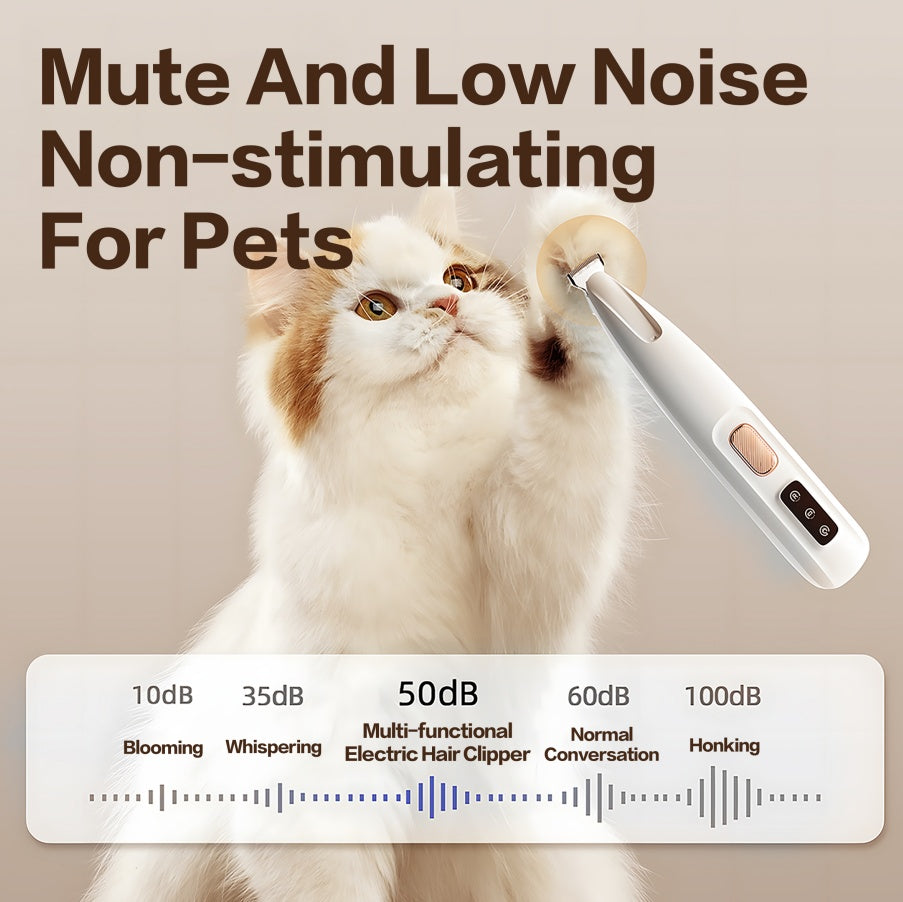 2025 New Pet Paw Trimmer Rechargeable Quiet Hair Trimmer Professional Grooming Kit Cordless Waterproof Clippers with LED for Precision Trimming Ideal Home Pet Grooming Tool for Cats Dogs