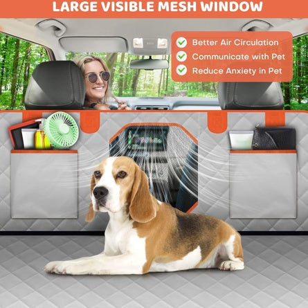 Dog Backseat Extender Car Seat Cover with Hard Bottom 400LB Capacity Sturdy Waterproof Dog Hammock for Car Travel Pet Safety Protector