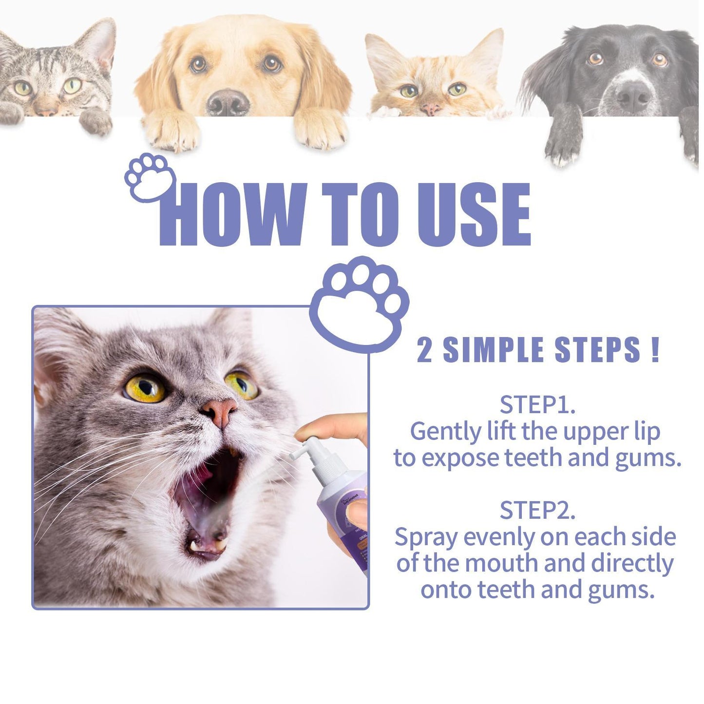 Yegebang Pet Teeth Cleaning Spray for Cats & Dogs - Oral Deodorizer for Fresh Breath